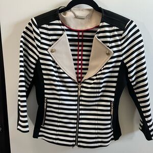White House Black Market Striped Blazer with Gold Accents